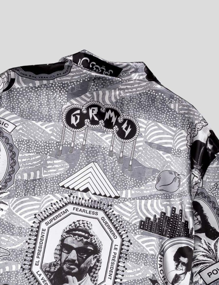 Camisa GRIMEY supastar satin button up shirt black